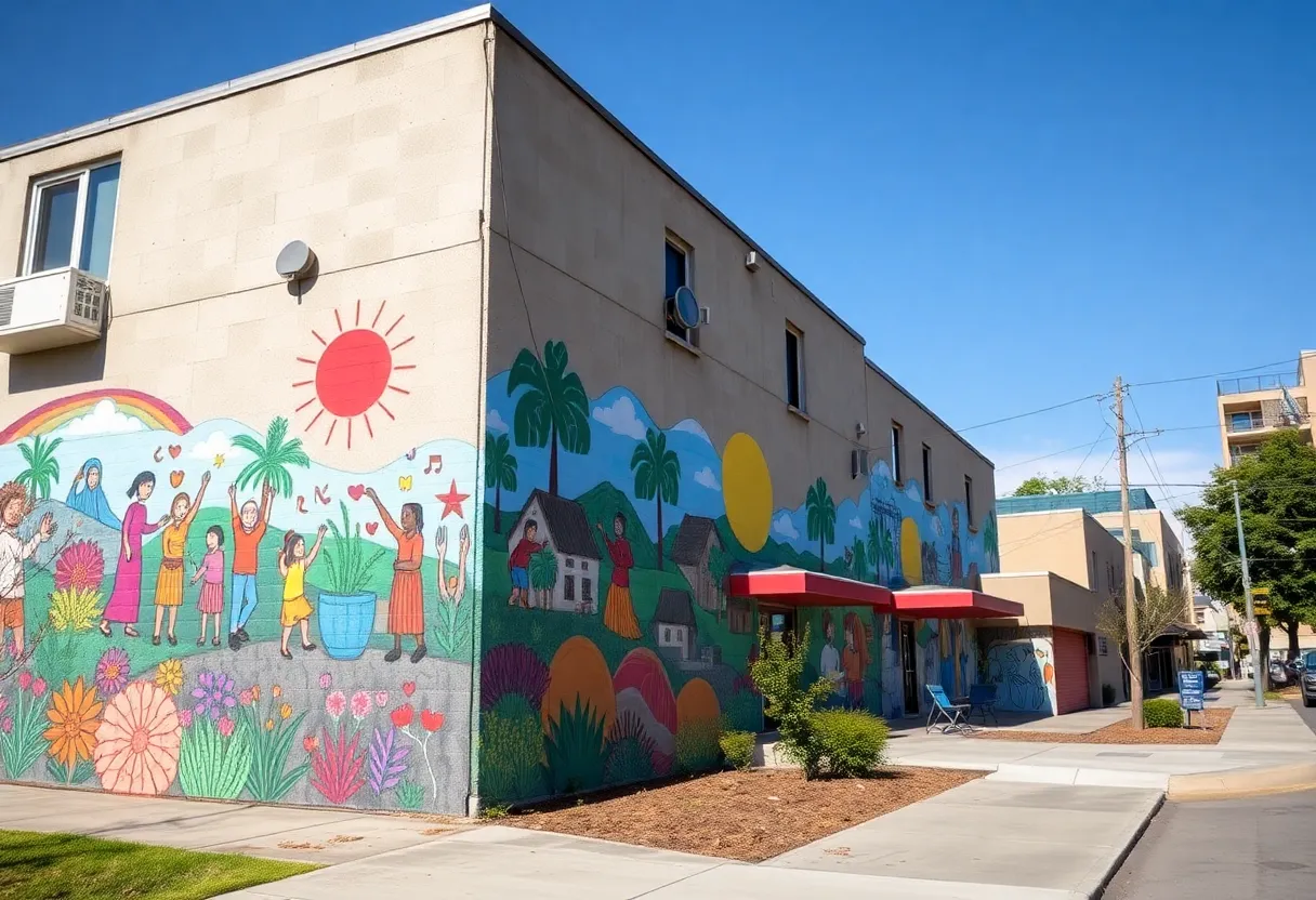 Mural at the Pacific Beach Arts Center painted by volunteers