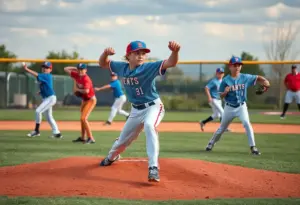 Young pitchers of the San Diego Padres showcasing their skills in a baseball game.