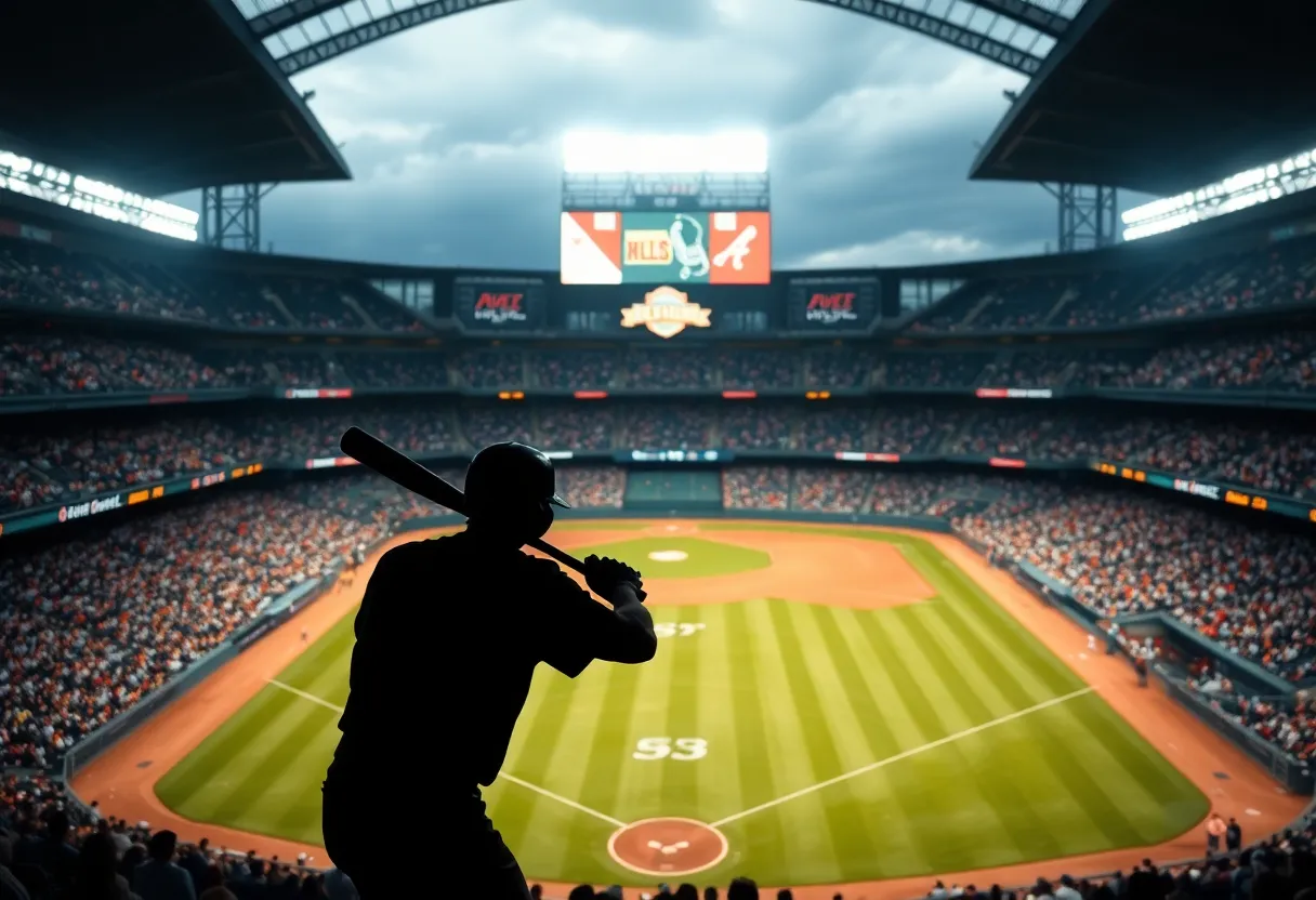 Baseball stadium filled with fans during a playoff game