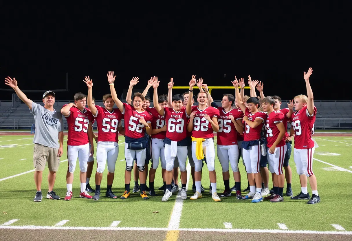 Point Loma High School football team celebrating their recent awards