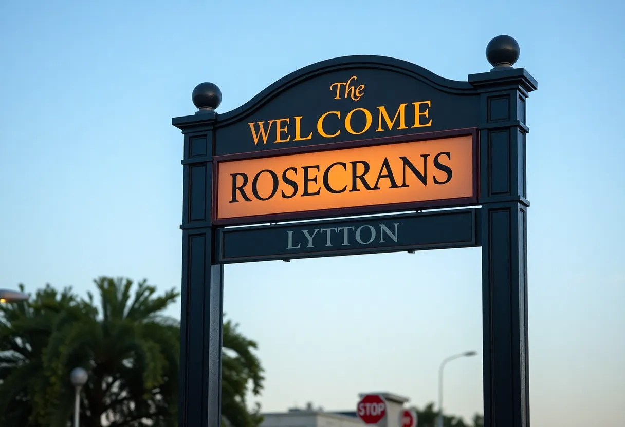 New Point Loma gateway sign at Rosecrans and Lytton streets