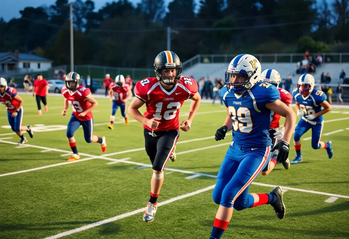 Point Loma High School football players celebrating on the field