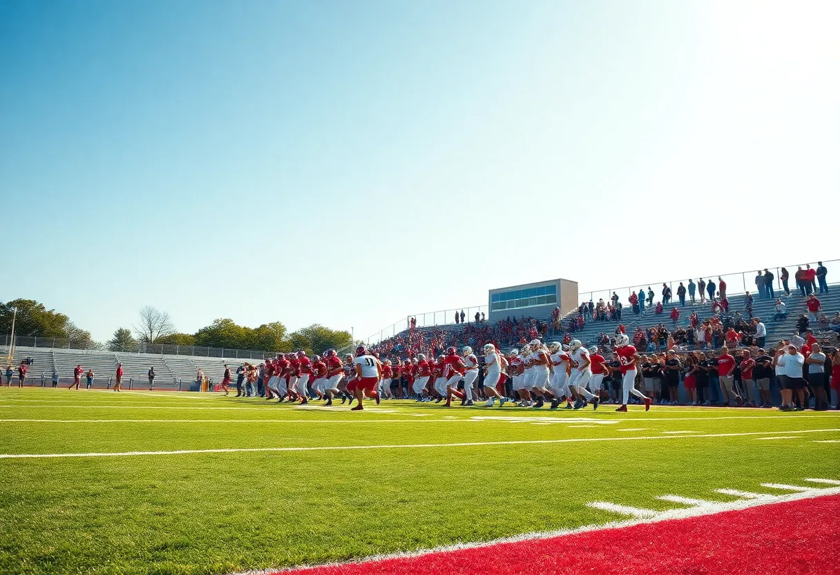 Point Loma High School football team playing during a game