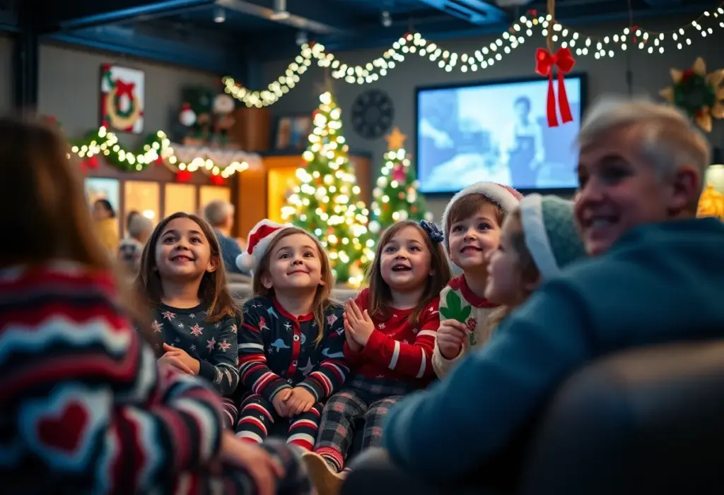 Families enjoying Polar Express Family Day at San Diego Model Railroad Museum