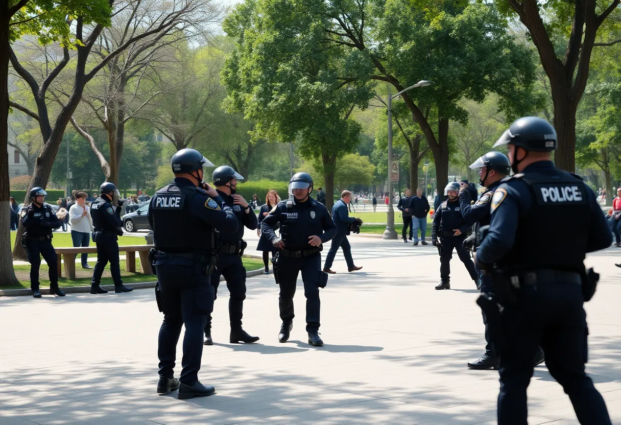 Police officers responding to an incident in Balboa Park