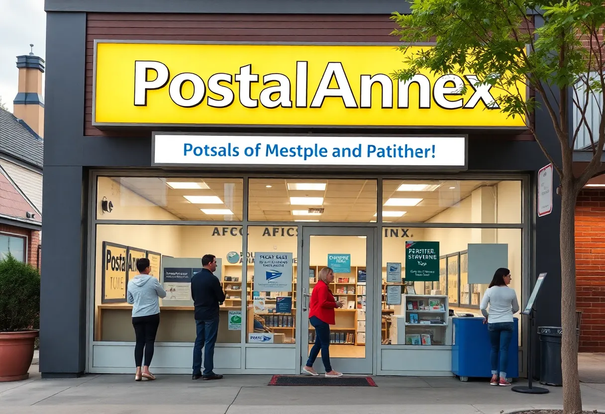 Exterior view of the new PostalAnnex store in Montebello, California
