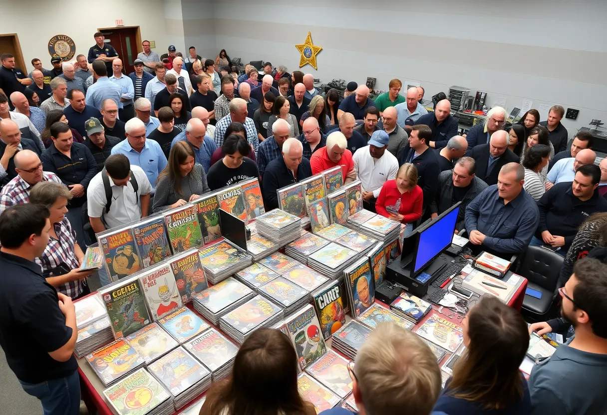 People viewing recovered stolen items at San Diego Sheriff's event