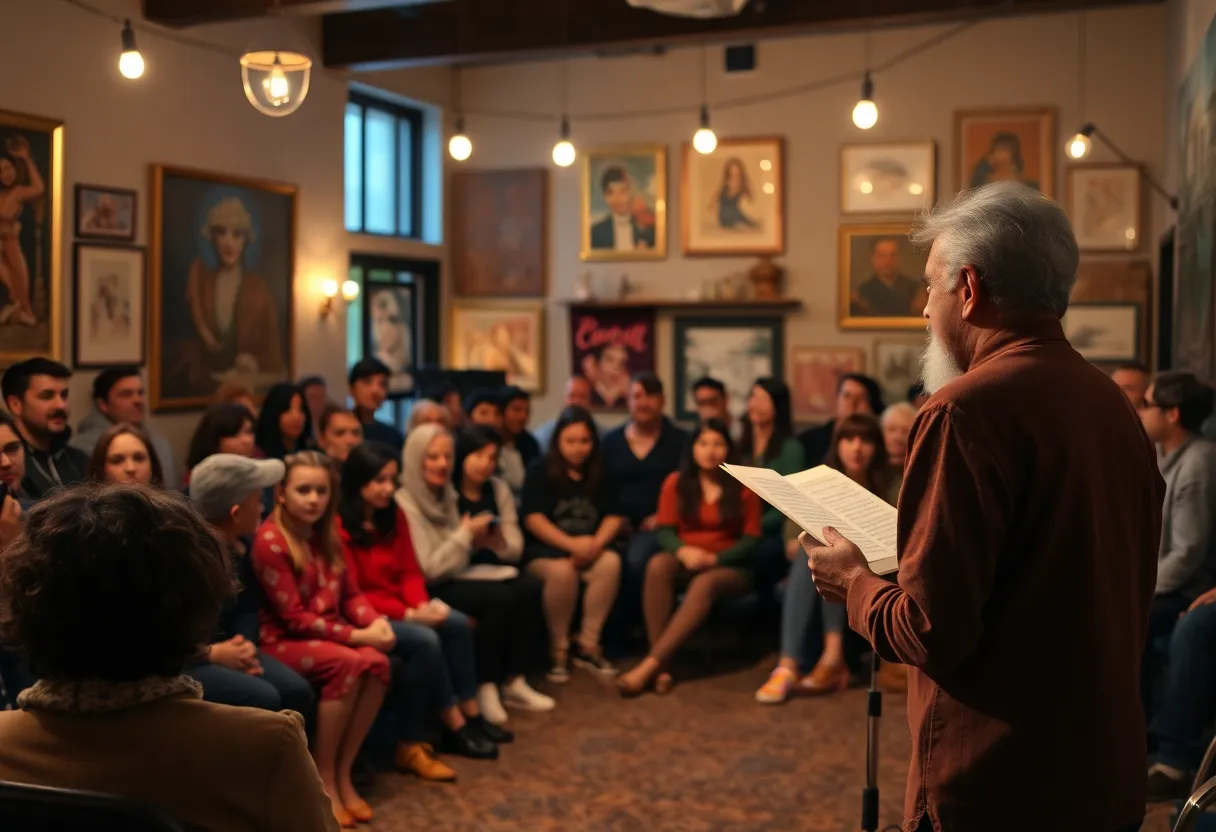 Rudy Francisco performing at a cultural event