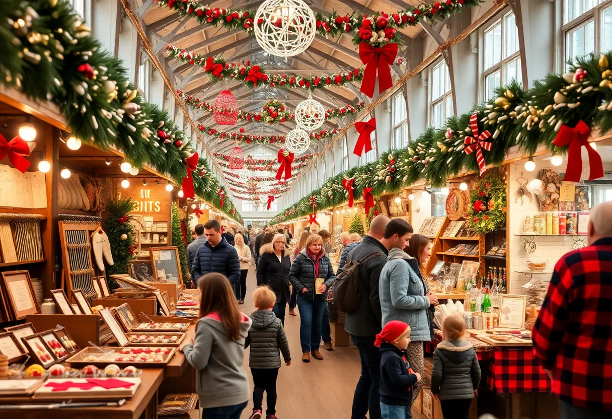 Families enjoying the San Diego Bazaar with handmade goods on display