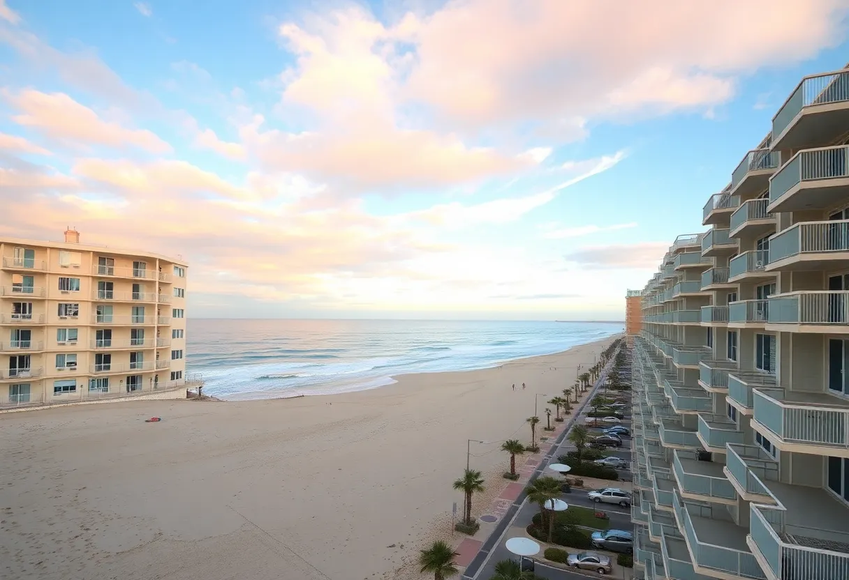 A view of an empty San Diego beach representing declining tourism