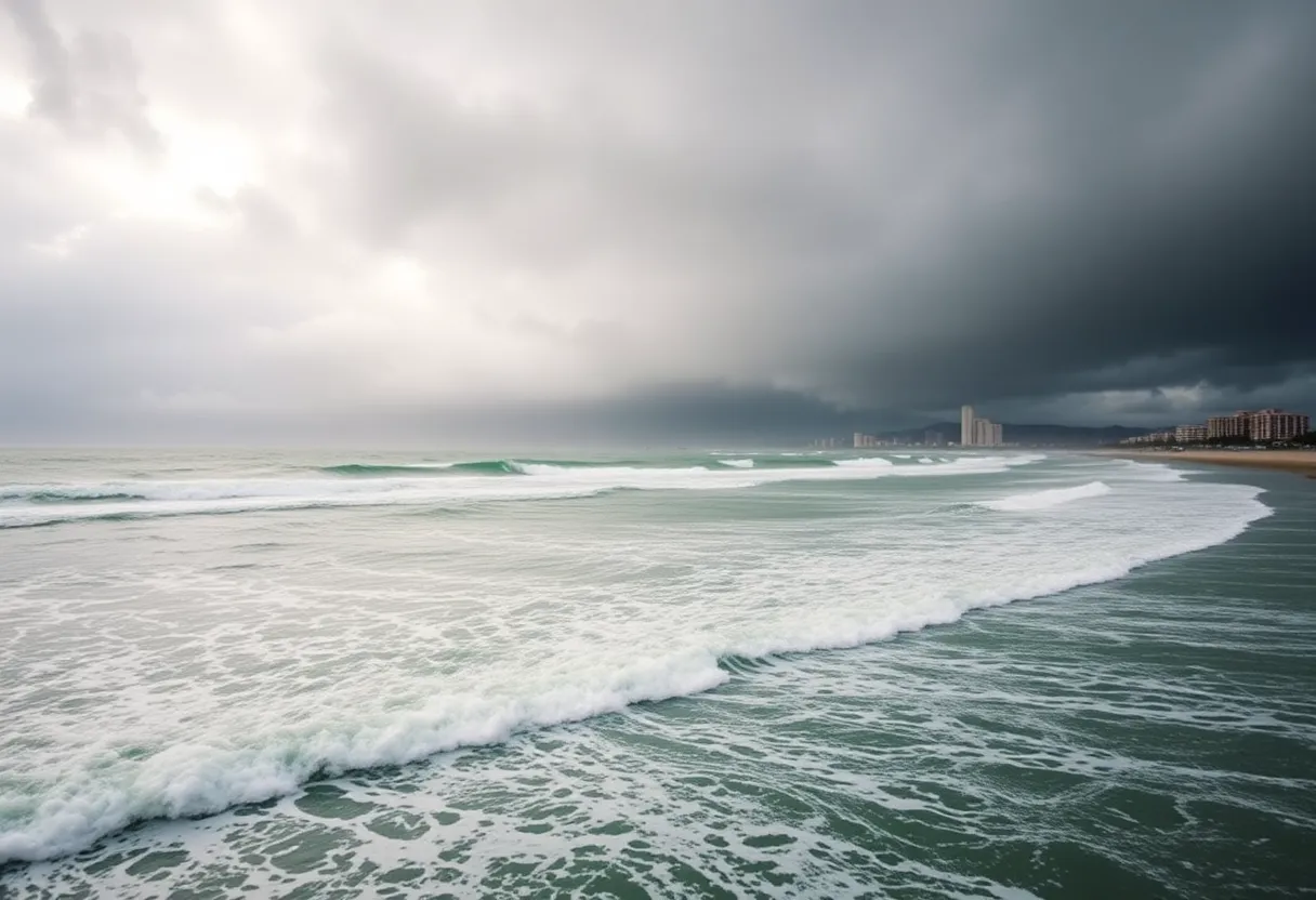Rainy San Diego coastline during Christmas