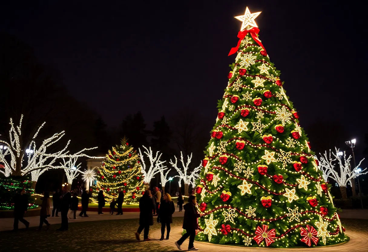 Christmas tree lighting ceremony in Balboa Park, San Diego.