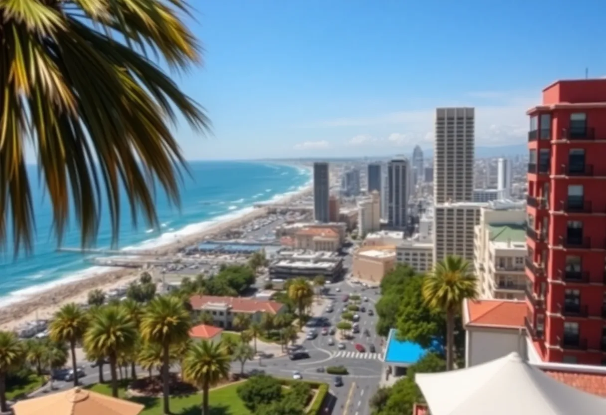 A panoramic view of San Diego, highlighting distinct cultural and outdoor features.