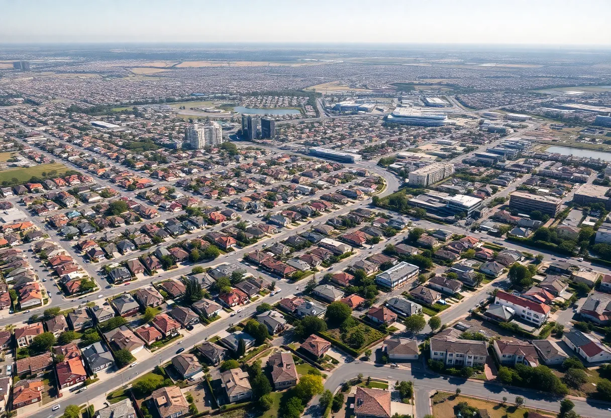 Aerial view of San Diego County with properties and landmarks