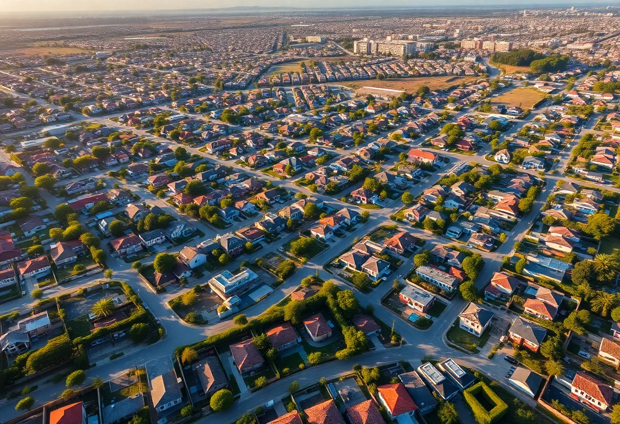 Aerial view of residential areas in San Diego County