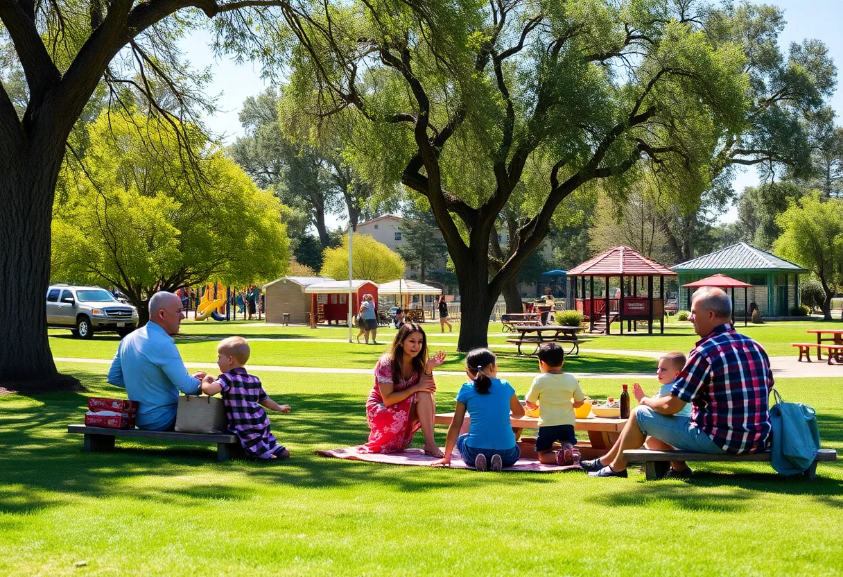 Family having a picnic in San Diego County park