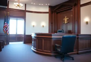 Courtroom in San Diego during a legal trial