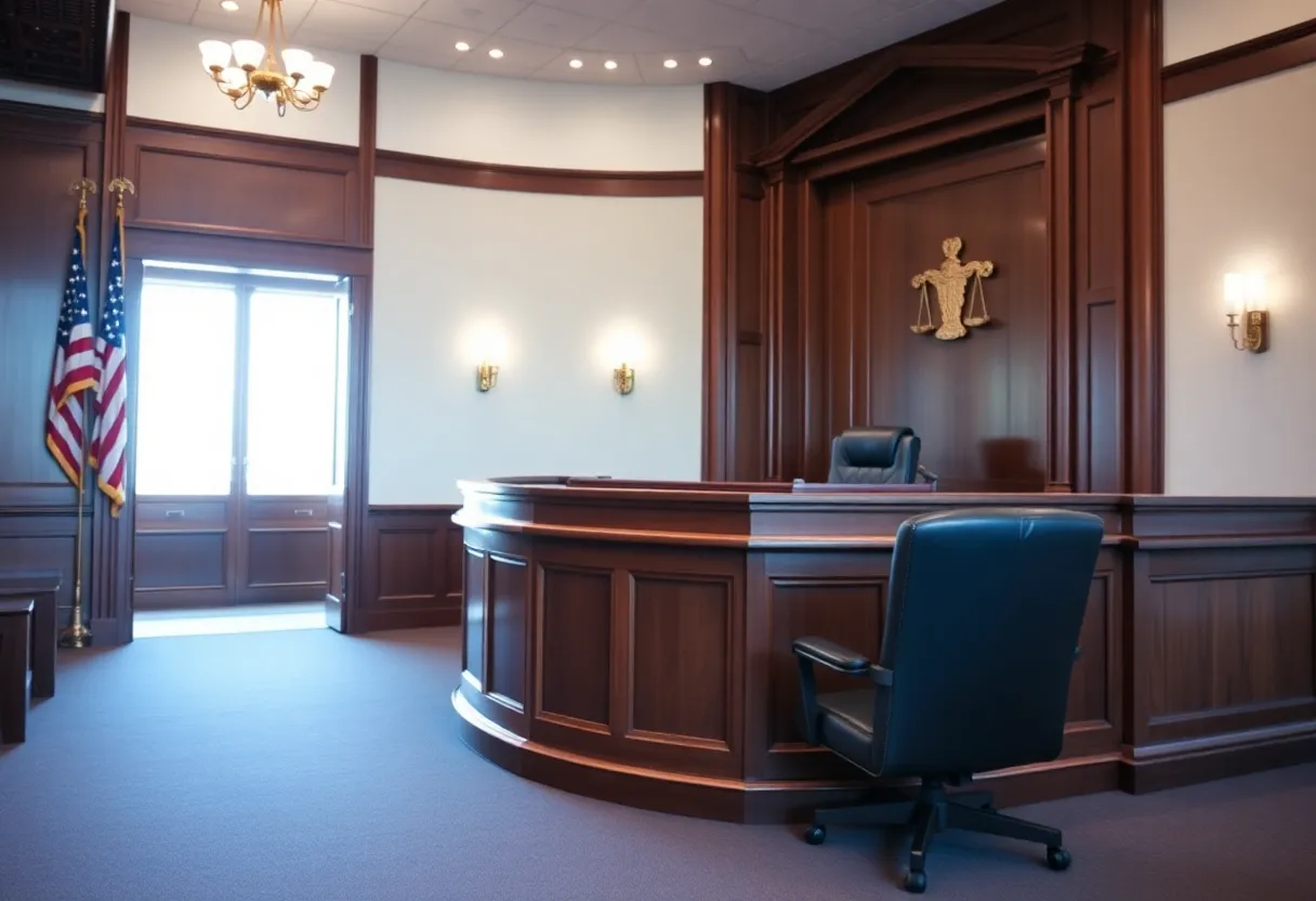 Courtroom in San Diego during a legal trial