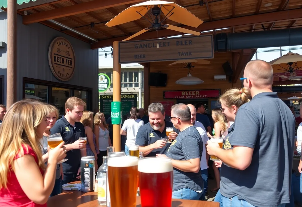 Craft beer being served at a San Diego brewery