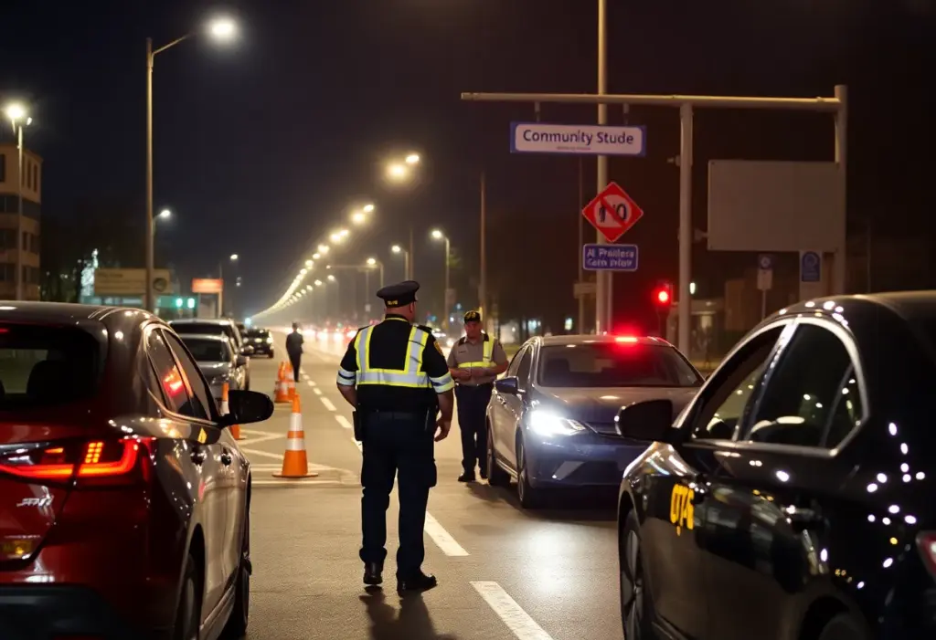 Police officers conducting a DUI checkpoint in San Diego