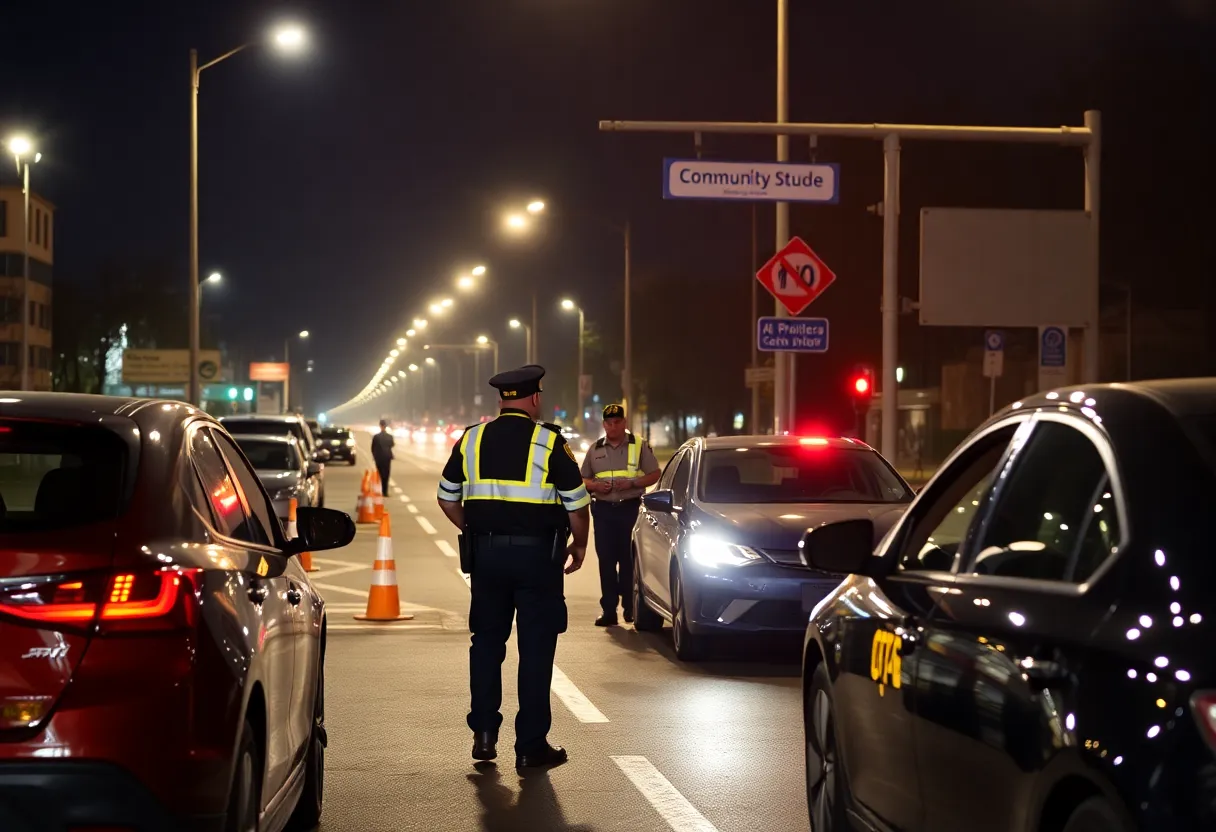 Police officers conducting a DUI checkpoint in San Diego