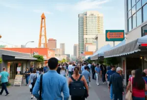 View of San Diego's vibrant business scene with entrepreneurs and local events.