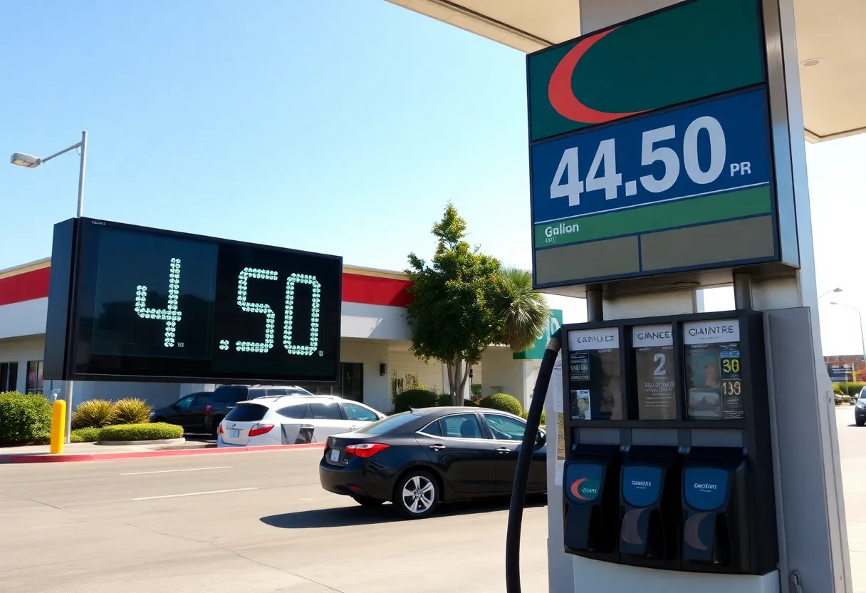Gas station sign showing $4.50 gas prices in San Diego