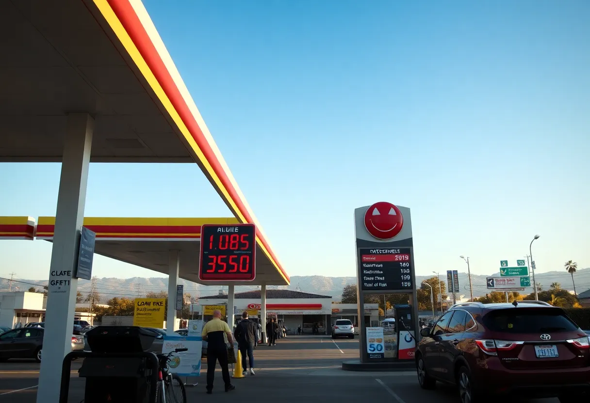 Gas station in San Diego displaying fuel prices