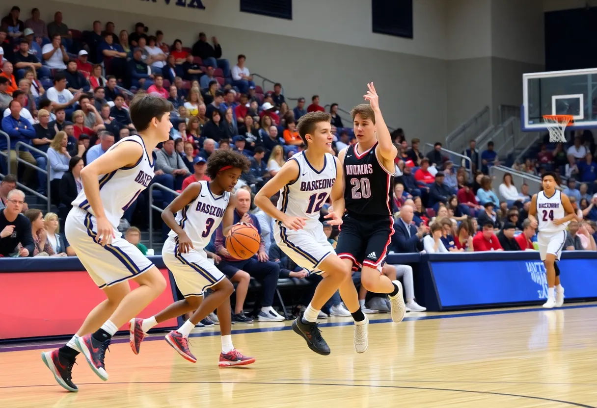 High school basketball players competing in San Diego
