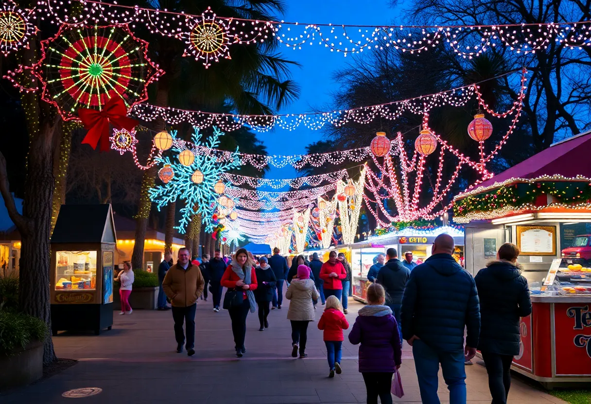Crowd enjoying festivities at San Diego's holiday event