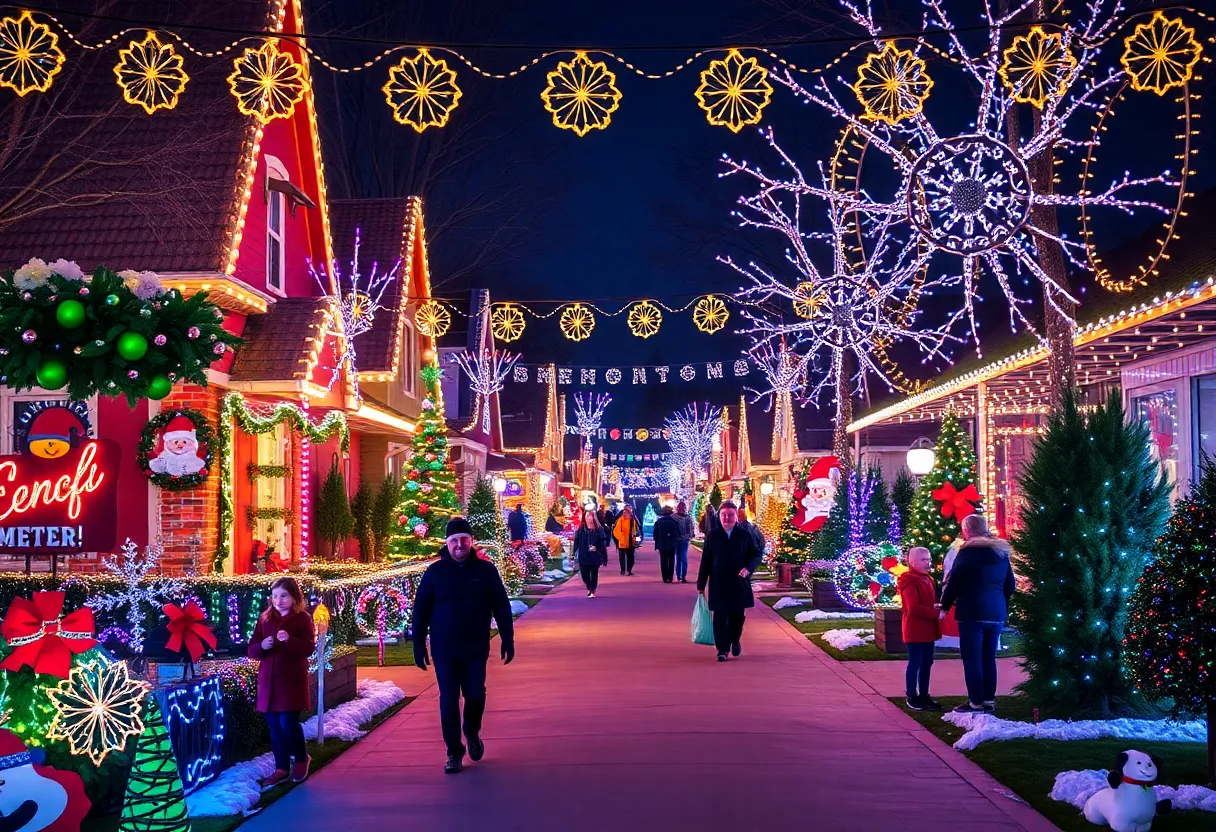 Colorful holiday light displays in San Diego neighborhood