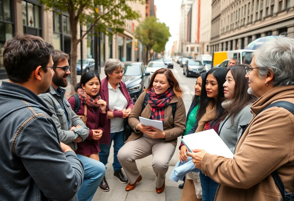 Group of community members discussing homelessness solutions in San Diego