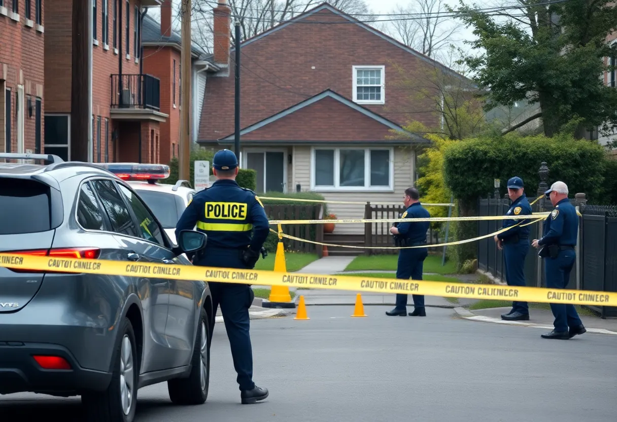 Police officers investigate a residence in San Diego where human remains were discovered.