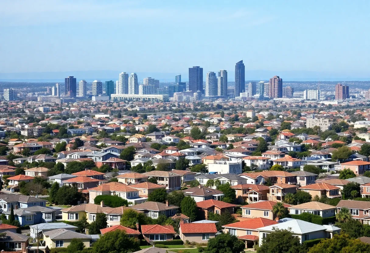 Aerial view of San Diego housing market
