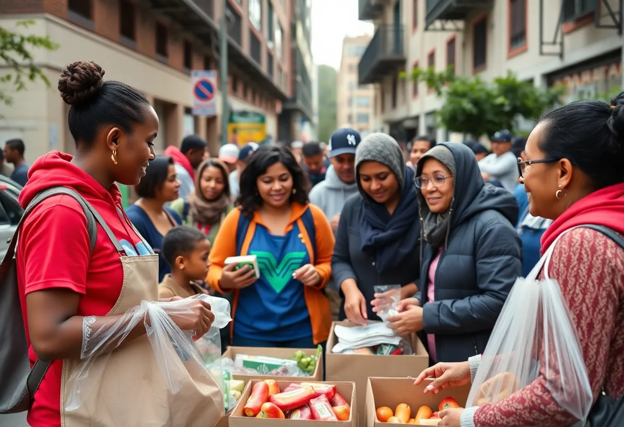 Volunteers distributing food at a hunger relief initiative in San Diego