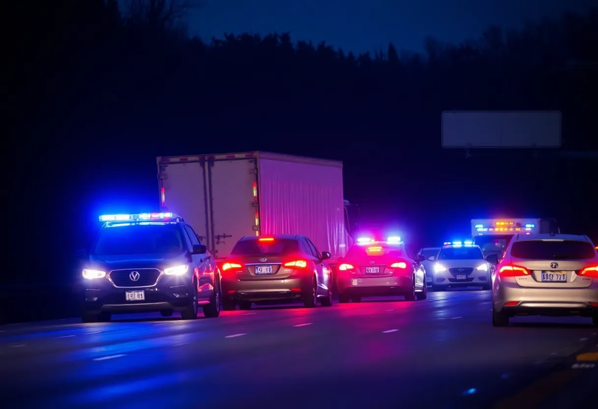 Scene of a multi-vehicle crash involving a big rig in San Diego
