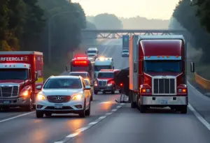 Emergency responders at the scene of a fatal multi-vehicle crash in San Diego