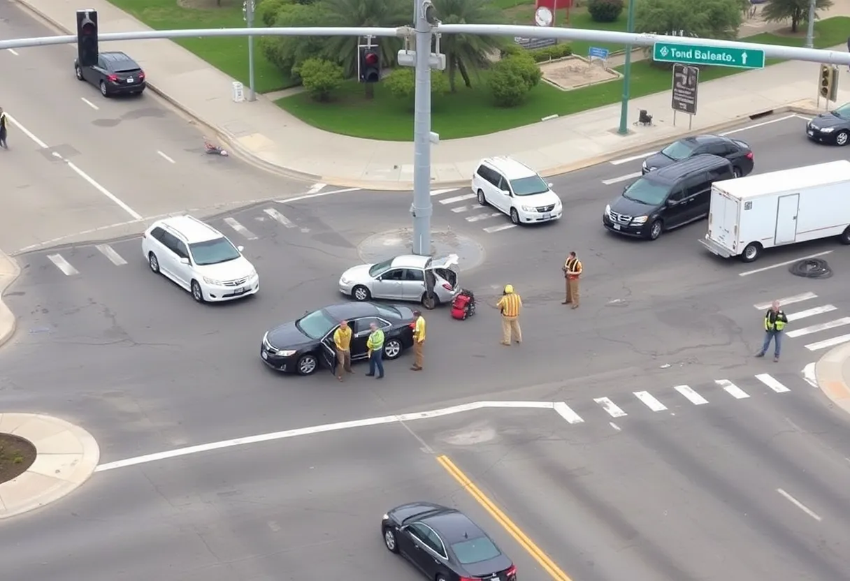 Scene of a multi-vehicle crash at Rosecrans and Kingsley in San Diego