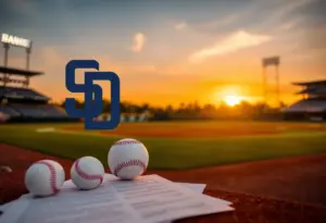 San Diego Padres logo with elements representing free agency decisions