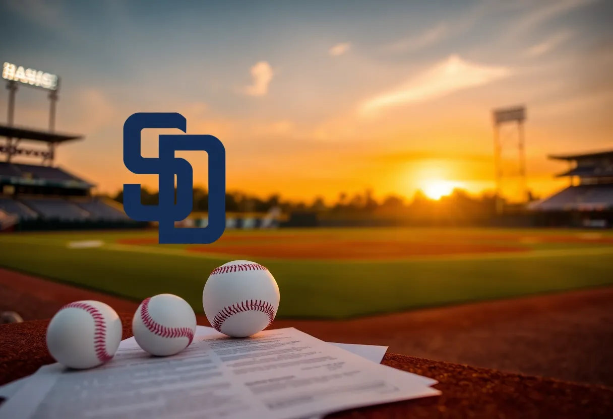 San Diego Padres logo with elements representing free agency decisions