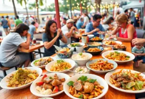 People enjoying diverse culinary dishes during San Diego Restaurant Week.