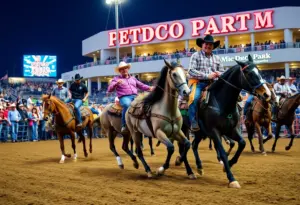 Cowboys competing at the San Diego Rodeo.