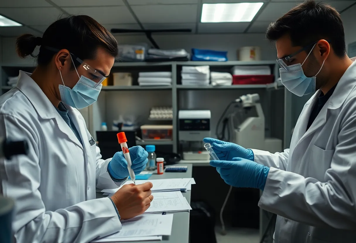 Forensic scientist analyzing samples at San Diego County Sheriff's Crime Lab