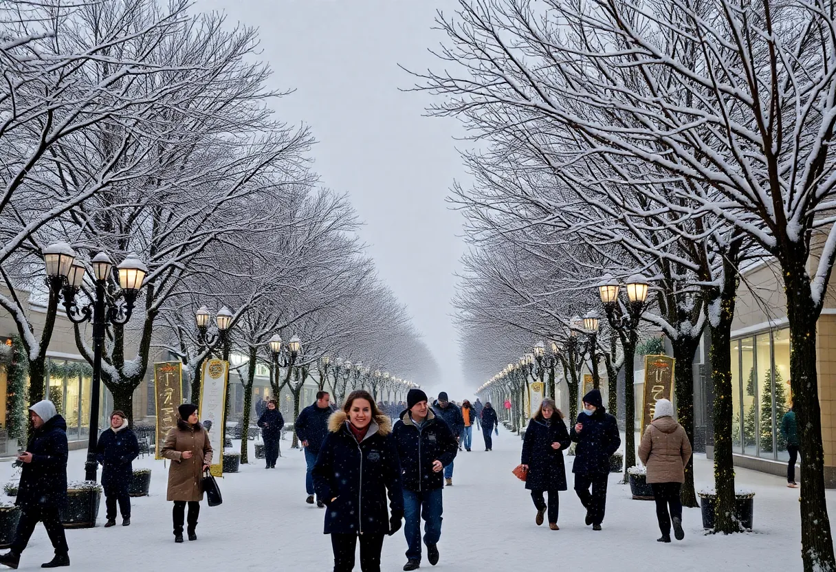 San Diego experiencing rare snowfall with festive decorations