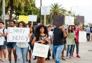 Image of Somali community members advocating for unity in San Diego.
