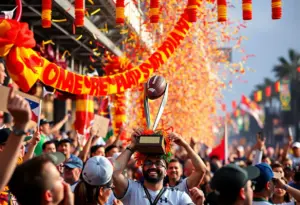 Crowd celebrating at San Diego World Sevens Football Championship