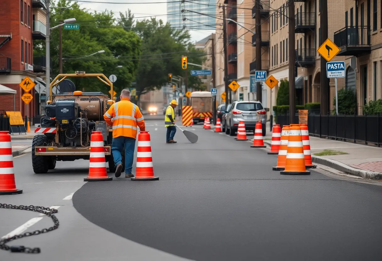 Street resurfacing project in San Diego neighborhood