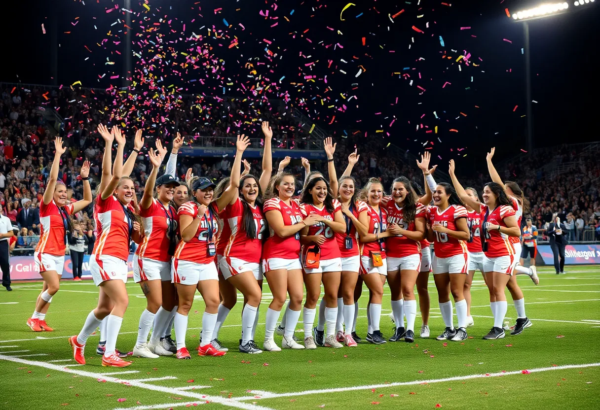 San Diego Wave FC players celebrating their championship victory on the field.