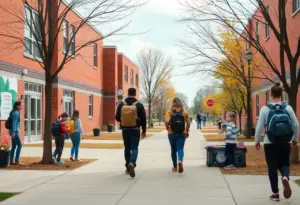 View of San Ysidro High School campus during a lockdown.