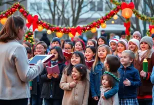 Children's choir performing at a holiday concert